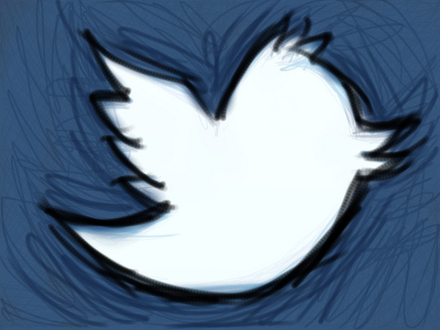 An iPad sketch of the Twitter bird
