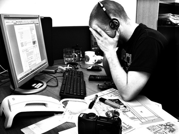 headphones at desk