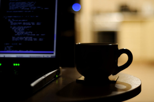 coffee at laptop