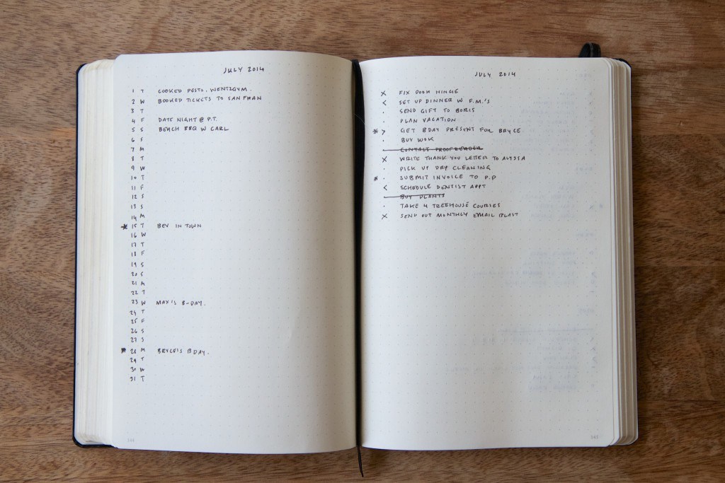 A sample Bullet Journal, from the Bullet Journal website.