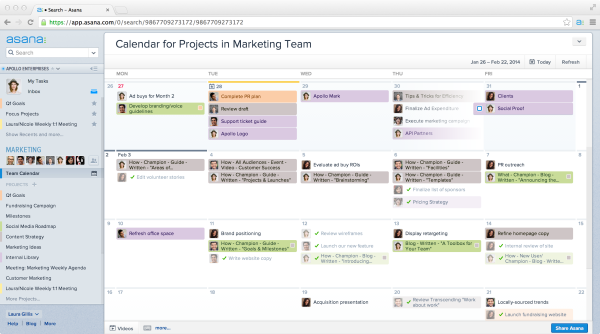 Asana Adds Team Calendars to Collaborative App