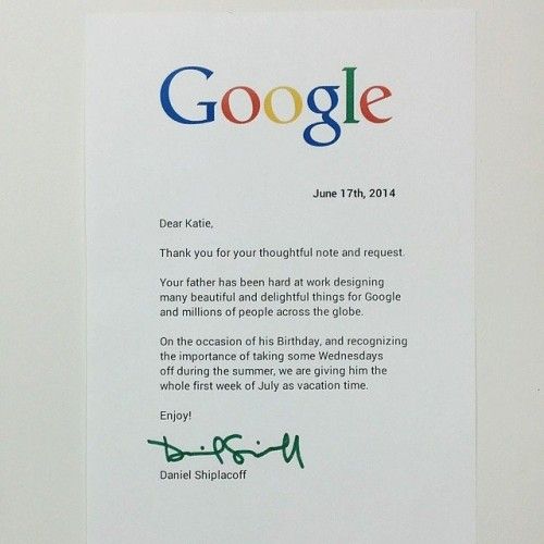 Google Gave This Employee Time Off After Receiving a Letter From His Daughter